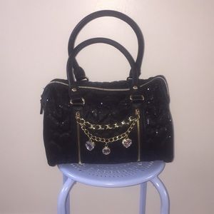 Betsey Johnson black sequin heart bag